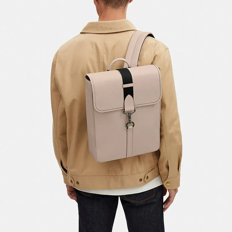 COACH Pebbled Leather Laptop Bag Backpack Tubas Men's Nude-4