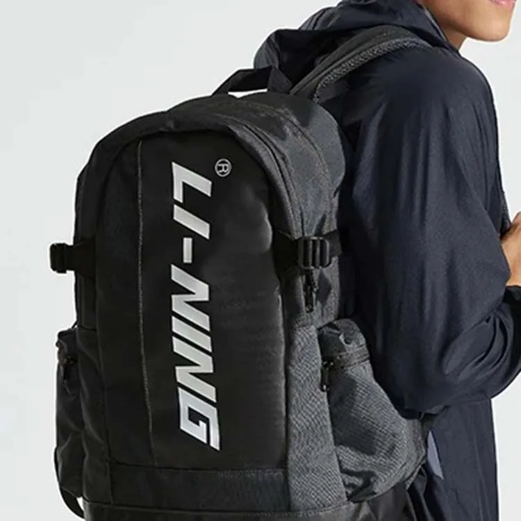 LiNing Training Series Fabric Backpack Regular Unisex Graphite Gray-4