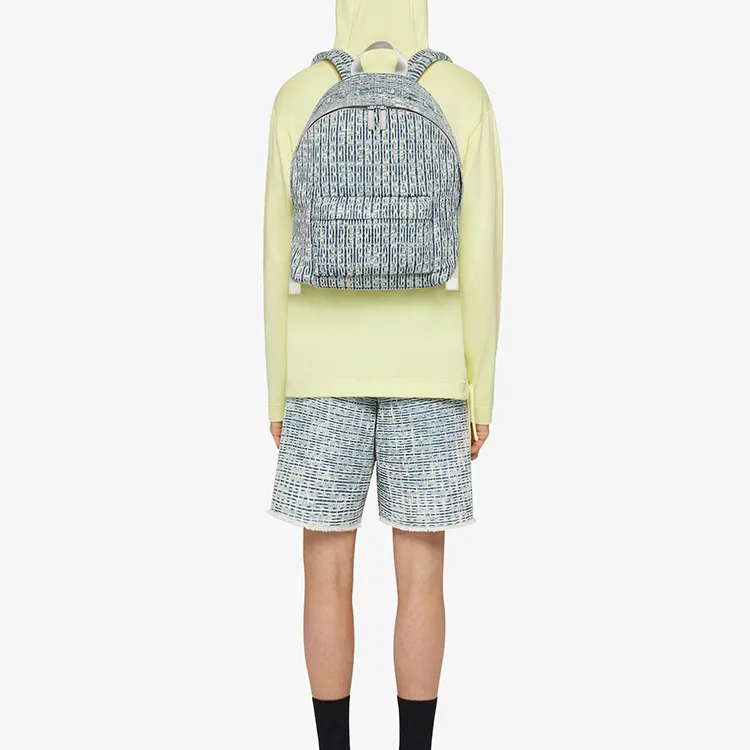 GIVENCHY Fabric Cow Leather Patchwork Backpack Men's Denim Blue-3