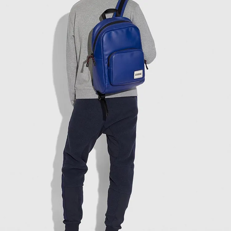 COACH Pacer Smooth Leather Backpack Backpack Handbag Backpack Large Size Men's Blue-3