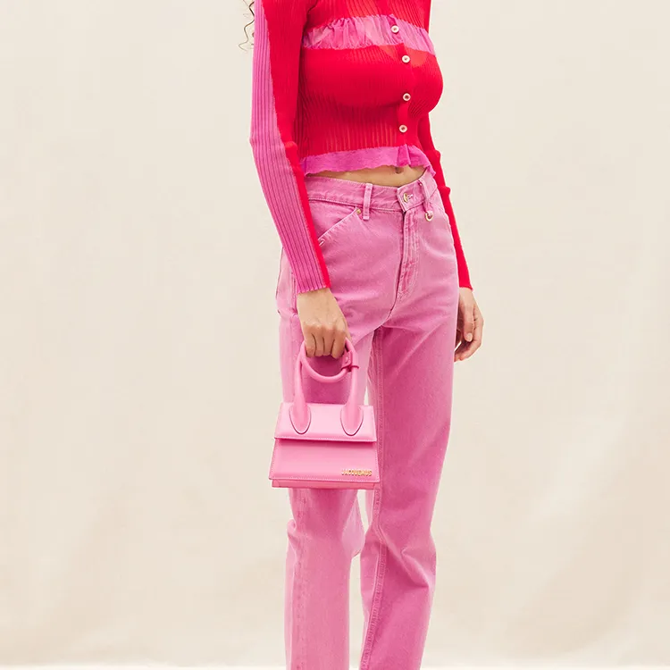 Jacquemus Cow Leather Shoulder Bag, Crossbody Bag, Handbag Women's Pink-5