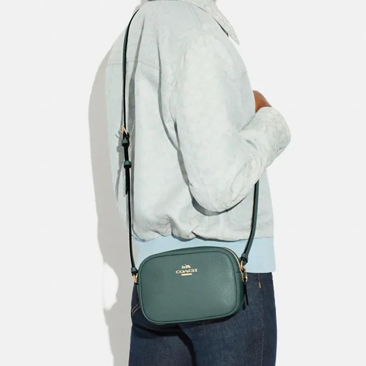 COACH Jamie Refined Pebble Leather Camera Bag, Shoulder Bag, Crossbody Bag Mini Women's Ink Wash Green-4
