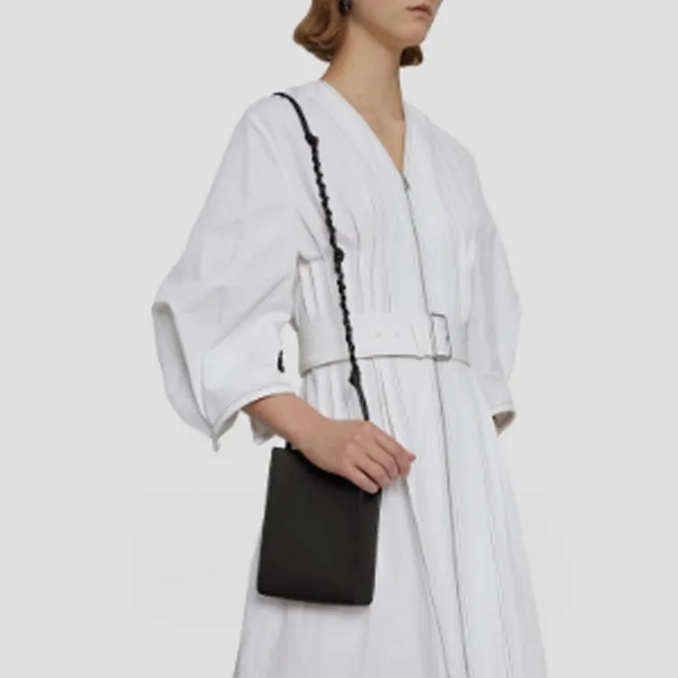 JIL SANDER Leather Shoulder Bag Women's Black-4