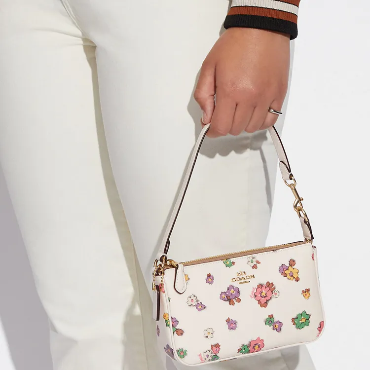 COACH Nolita Refined Pebbled Leather Pochette, Shoulder Bag, Wrist Bag, Clutch Small Size Women's White-4