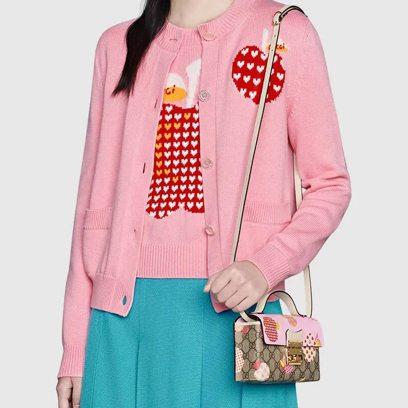 GUCCI Padlock Canvas With Leather Box Bag Handbag Shoulder Bag Crossbody Bag Mini Women's Pink/Ebony-8