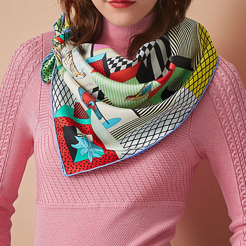 HERMES New Grand Theater Silk Scarves Women's Multicolor-4