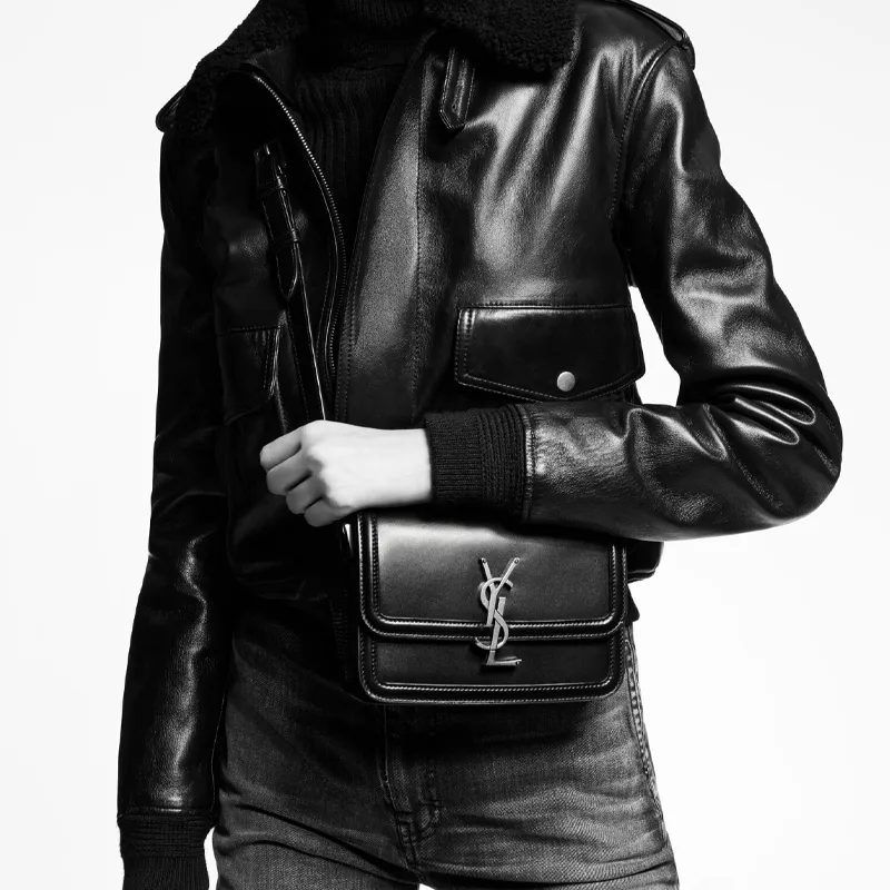 SAINT LAURENT Leather Tofu Bag Shoulder Bag Crossbody Bag Small Size Women's Cupid Red-5