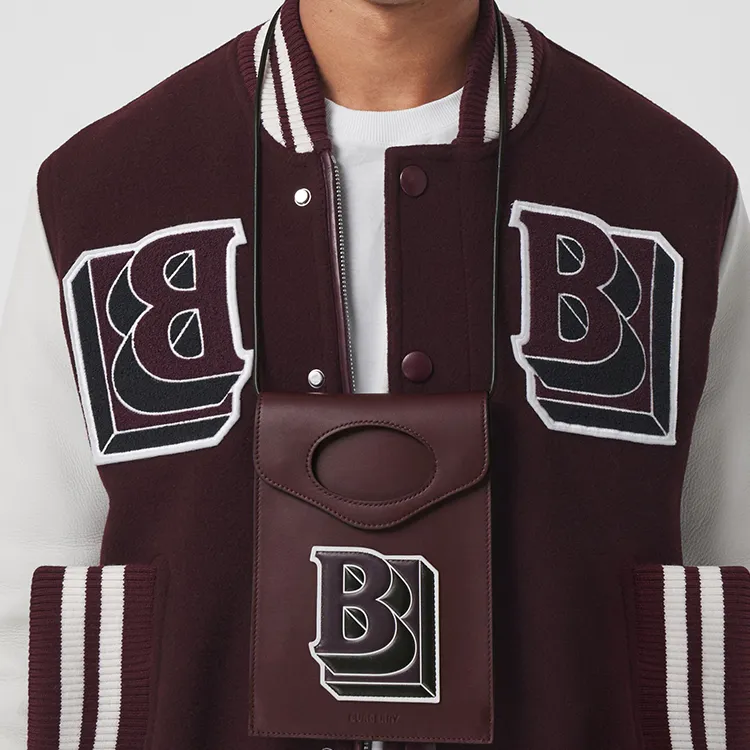 Burberry Pocket Bag Cow Leather Pocket Shoulder Bag Necklace Pouch Cell Phone Pouch Men's Deep Chestnut-5
