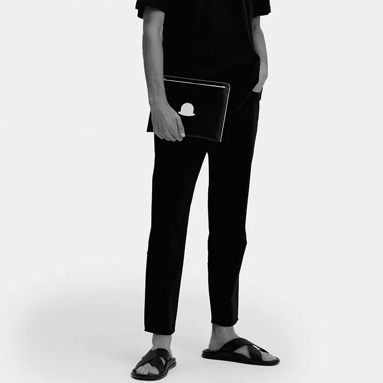 Delvau Cow Leather Clutch Men's Khaki And Black-5