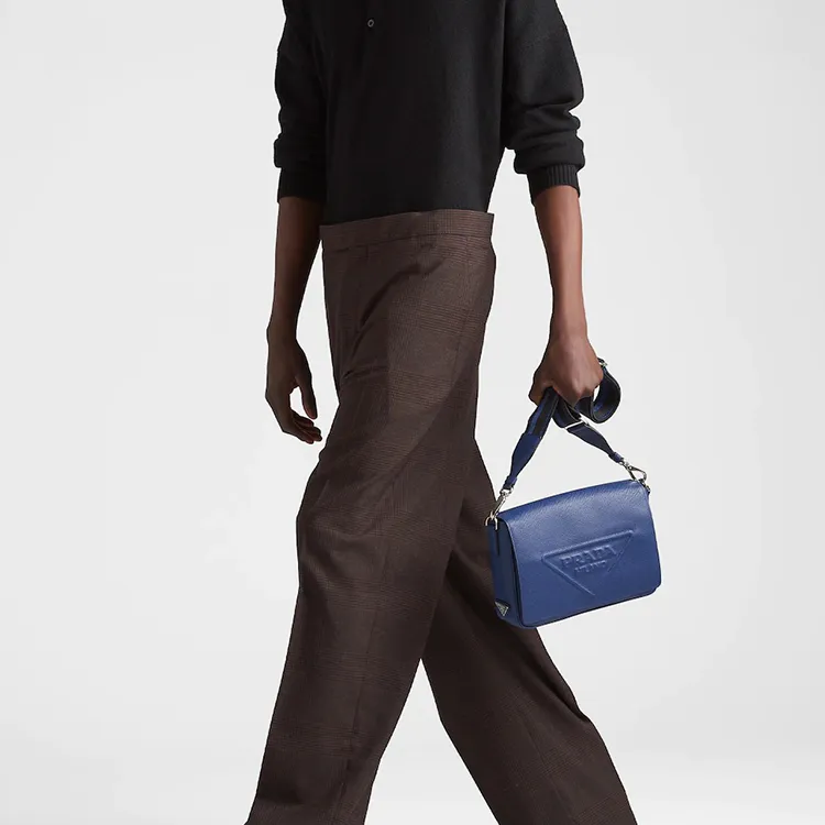 PRADA Saffiano Leather Messenger Bag Crossbody Bag Shoulder Bag Men's Dark Purple Blue-4