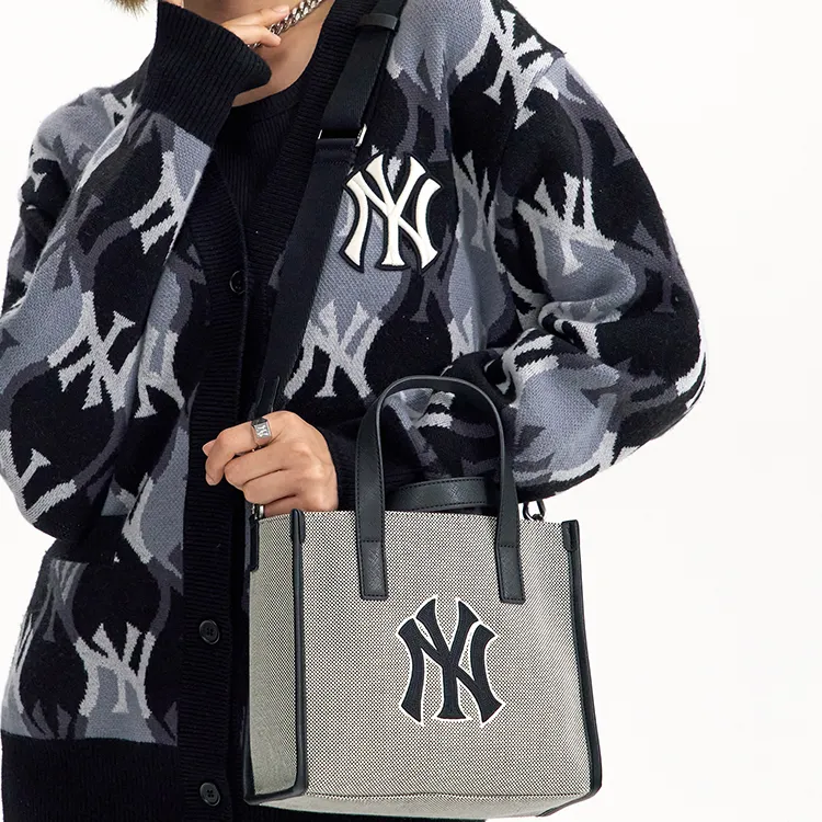 MLB Canvas Bag, Tote Bag, Shopping Bag, Handbag, Shoulder Bag Trumpets Unisex Black-6