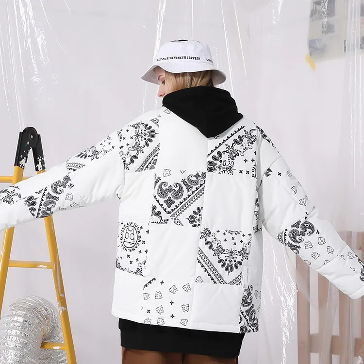 XXGOGO Cartoon Letter Stand Collar Loose Fit Puffer Jacket Unisex-10