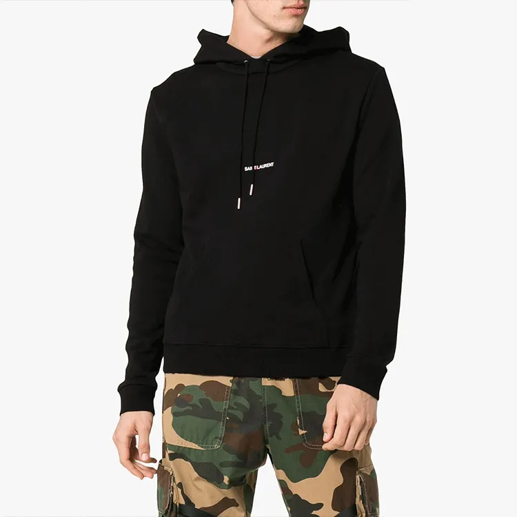 SAINT LAURENT Logo Printed Drawstring Hoodie-4