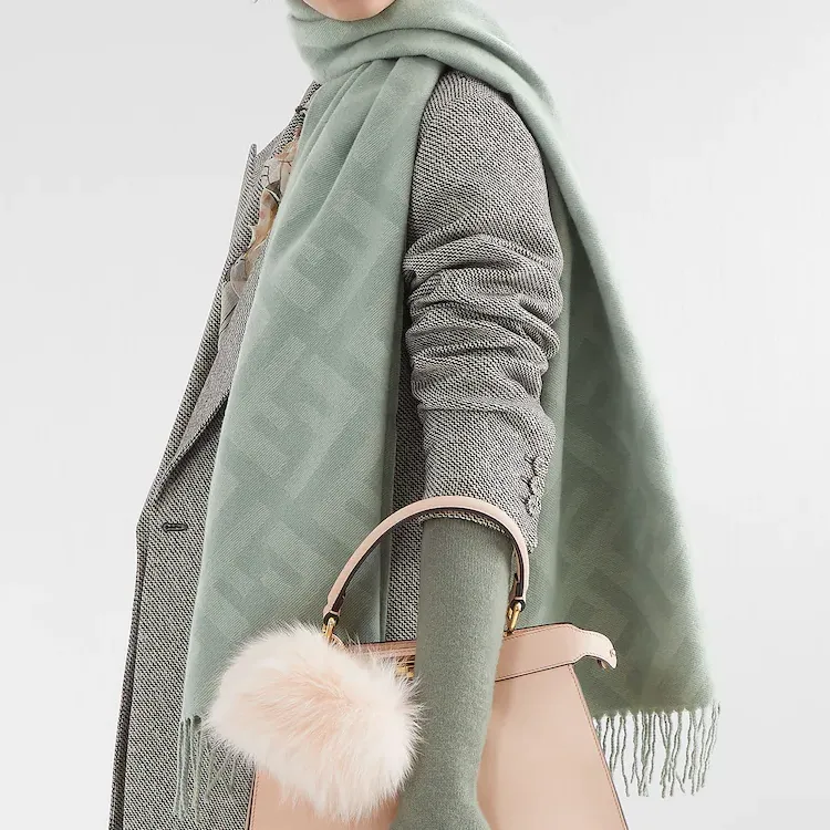 FENDI Knit Scarf Women's Mint Green-2