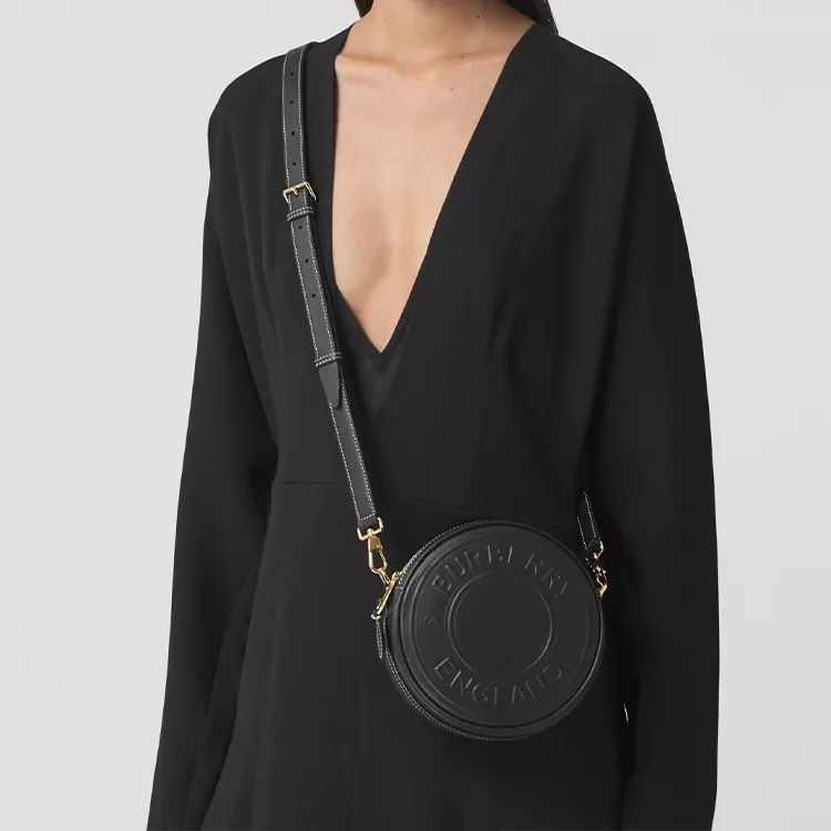 Burberry Louise Cow Leather Round Bag Fanny Pack Wrist Bag Handheld Crossbody Bag Shoulder Bag Women's Black-5