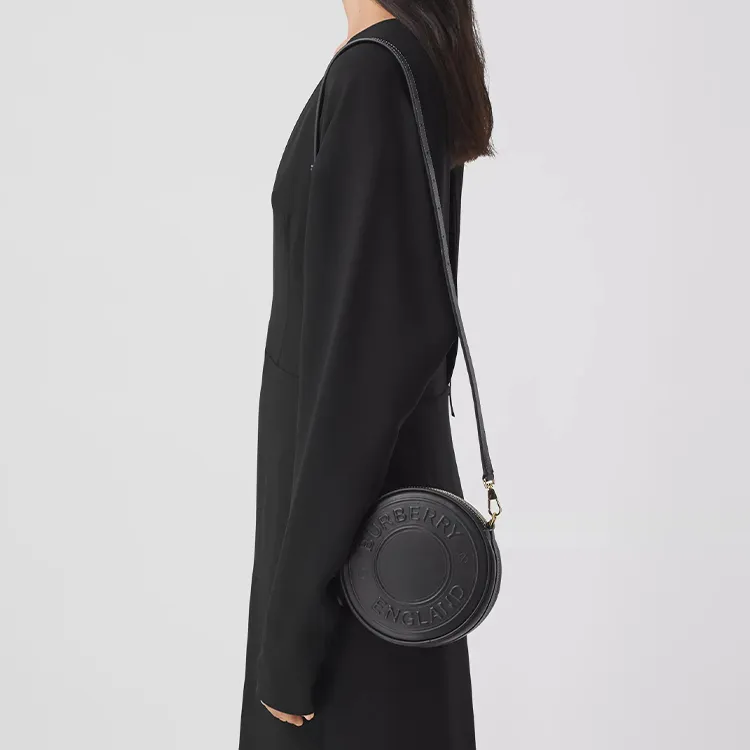 Burberry Louise Cow Leather Round Bag Fanny Pack Wrist Bag Handheld Crossbody Bag Shoulder Bag Women's Black-6