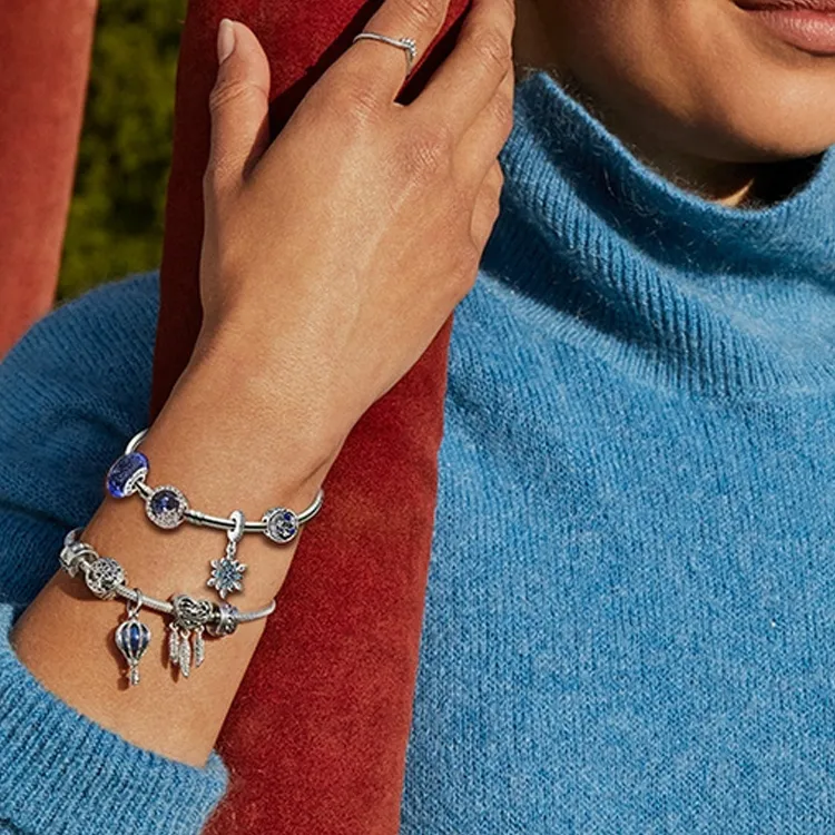 Pandora 925 Sterling Silver Bangle Set Women's-2