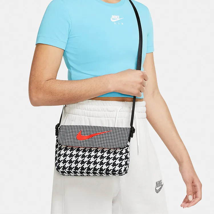 Nike Fabric Shoulder Bag Crossbody Bag Regular Unisex Black White-3