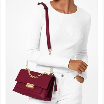 MICHAEL KORS Cece Cow Leather Shoulder Bag Crossbody Bag Medium Size Women's Berry Red