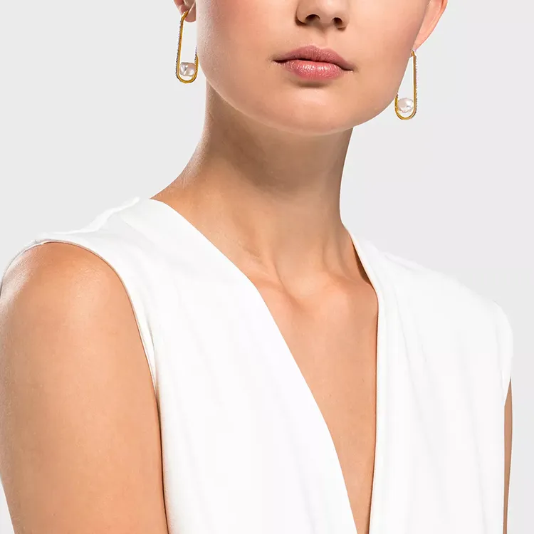 Swarovski Stud Earrings Women's Gold-3