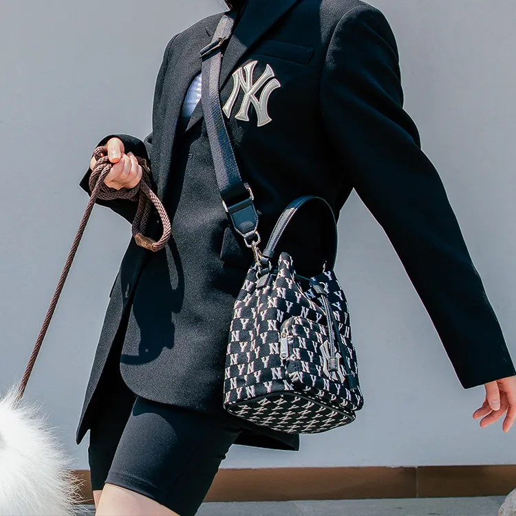 MLB Polyester Bucket Bag Handbag Shoulder Bag Crossbody Bag Regular Women's Black-3