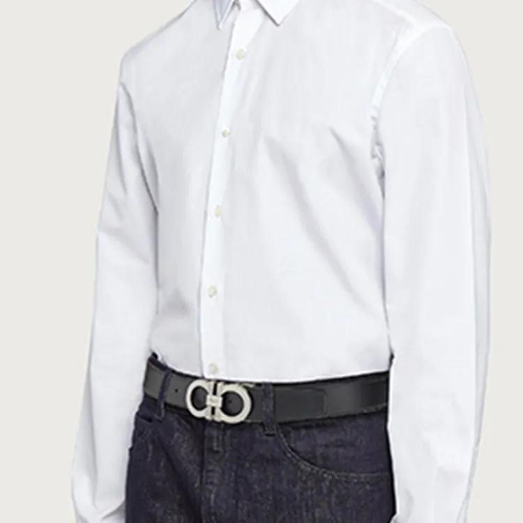 Ferragamo Reversible And Adjustable Gancini Belt Ruthenium-3