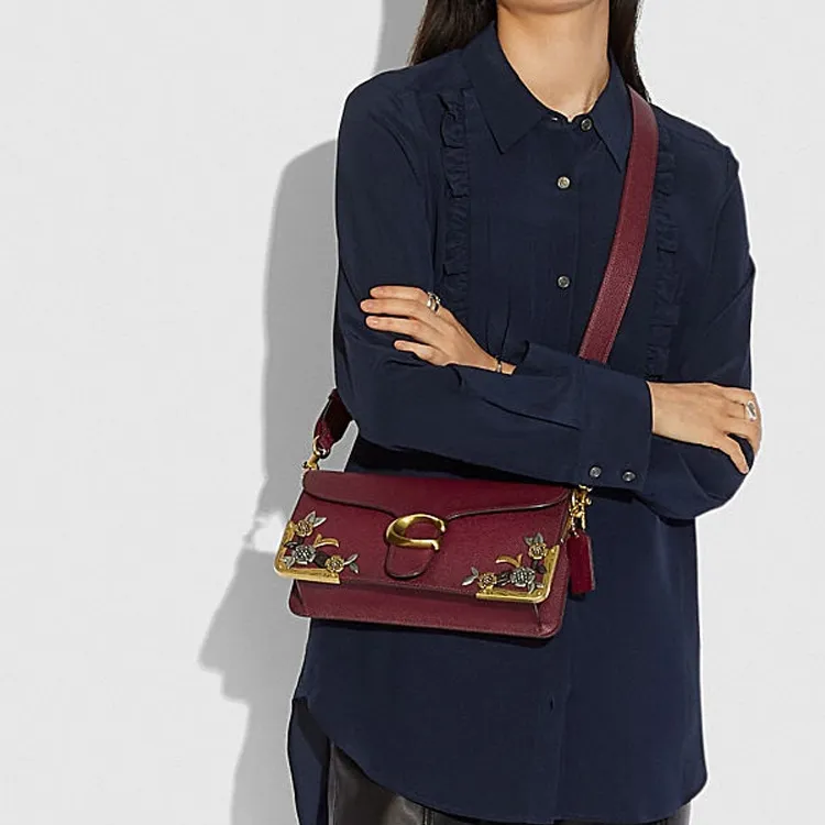 COACH Tabby Leather Crossbody Bag Shoulder Bag Women's Burgundy-5