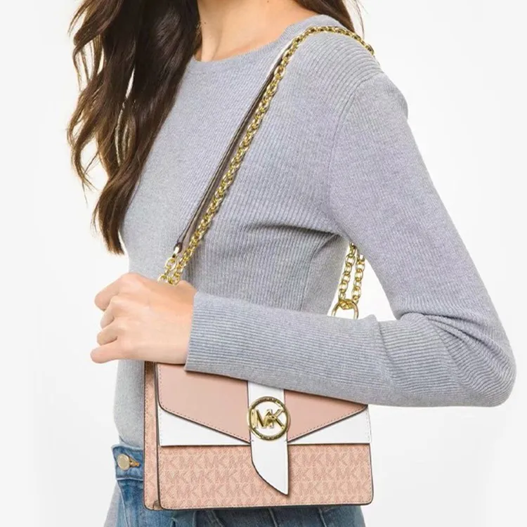 MICHAEL KORS Greenwich Leather Envelope Bag, Shoulder Bag Trumpets Women's Ballet Pink-7