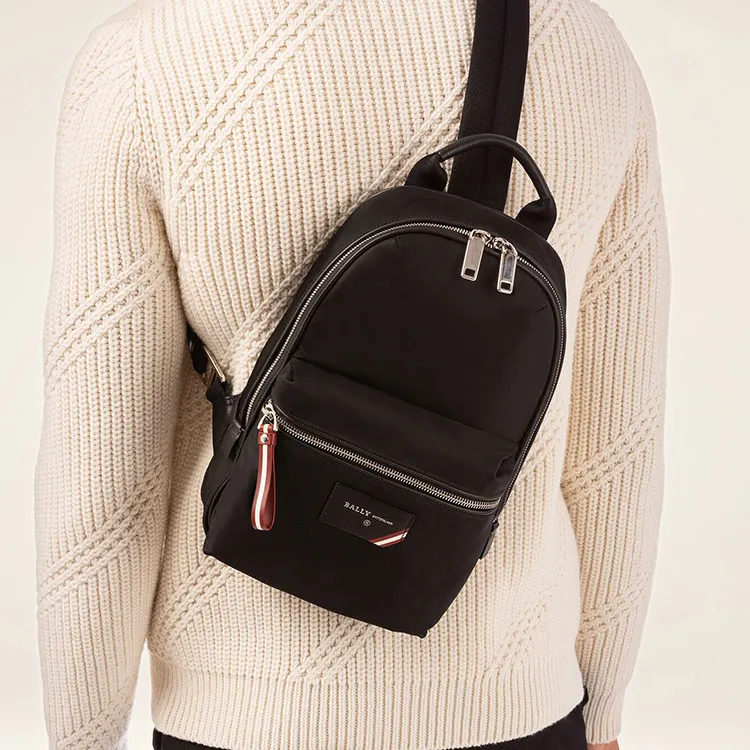 BALLY Fabric With Nylon Crossbody Bag, Shoulder Bag Regular Unisex Black-5