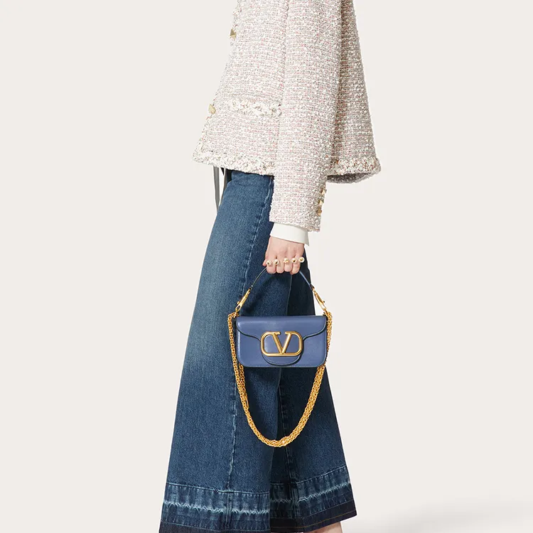 Valentino Locò Calfskin Baguette Bag One Shoulder Bag Handbag Mini Women's Forget Me Not Blue-5