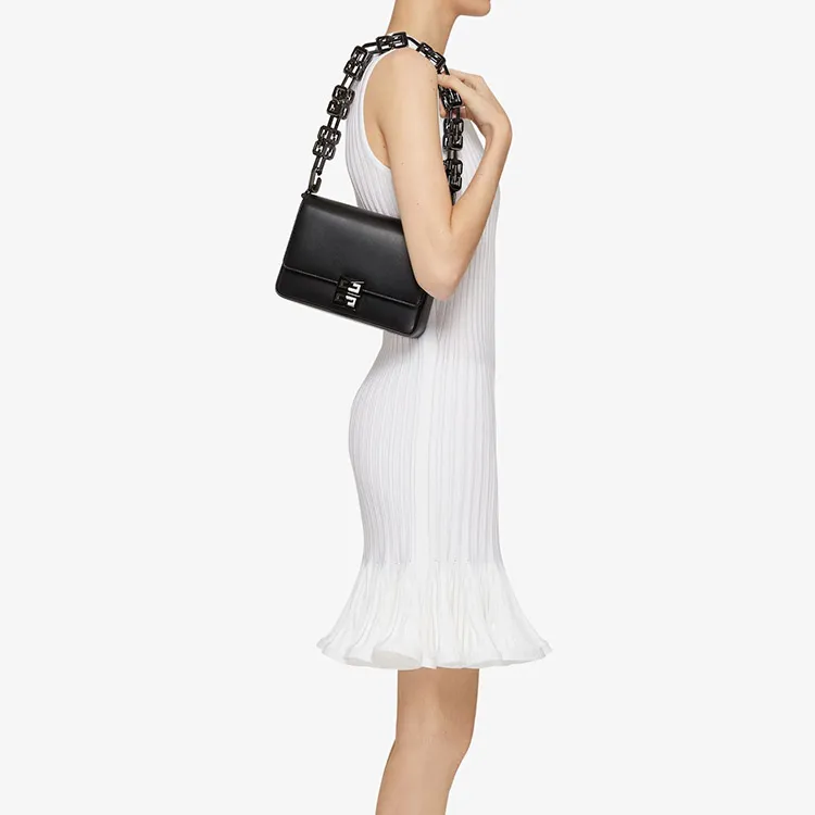 Givenchy 4G Shiny Spazzolato Cow Leather Shoulder Bag Handbag Shoulder Bag Women's Black-5