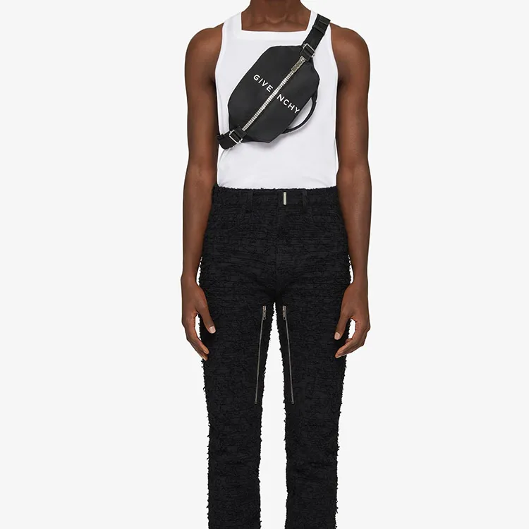 GIVENCHY G Zip Cow Leather Crossbody Handbag, Sling Bag, Fanny Pack Men's Black-3