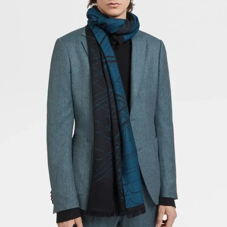 Zzegna Knit Scarves Unisex Blue-1