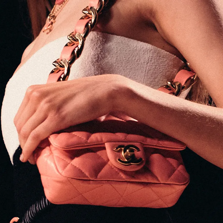 CHANEL 22SS Sheepskin Flap Bag, Shoulder Bag, Crossbody Bag Mini Women's Coral Pink-5