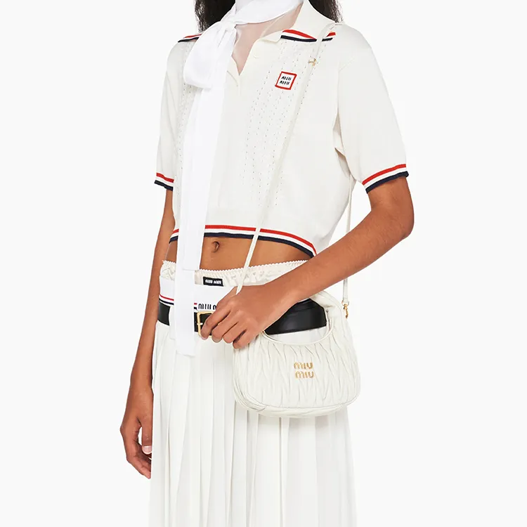 MIU MIU Wander Series Soft Sheep Leather Hobo Bag, Shoulder Bag, Crossbody Bag Regular Women's White-5