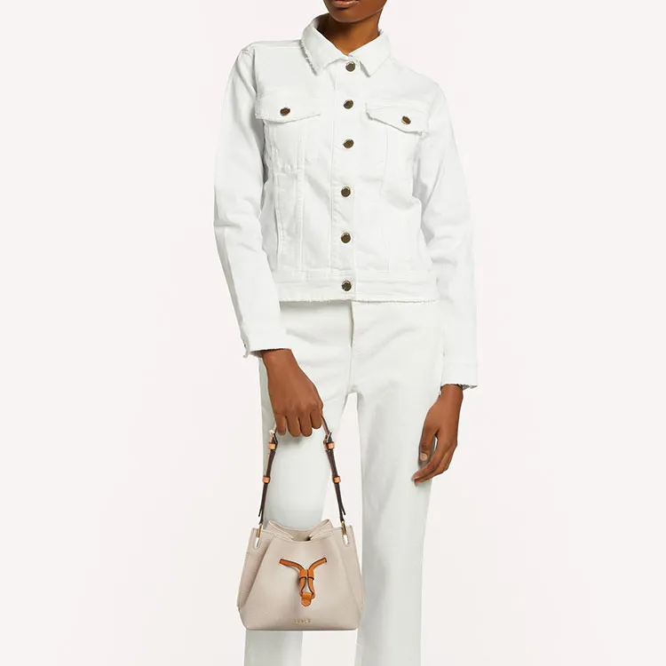 Furla Gioia Grained Calfskin Bucket Bags Shoulder Bag Crossbody Bag Mini Women's Beige-4