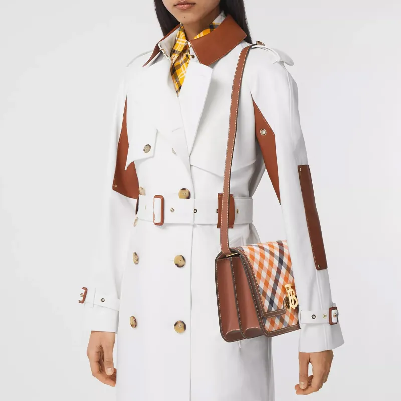 Burberry Wool Blend With Cotton Shoulder Bag Women's Bright Orange-7