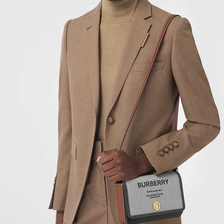 Burberry Horseferry Printed Canvas With Leather Shoulder Bag Crossbody Bag Mini Women's Black/Tan-6