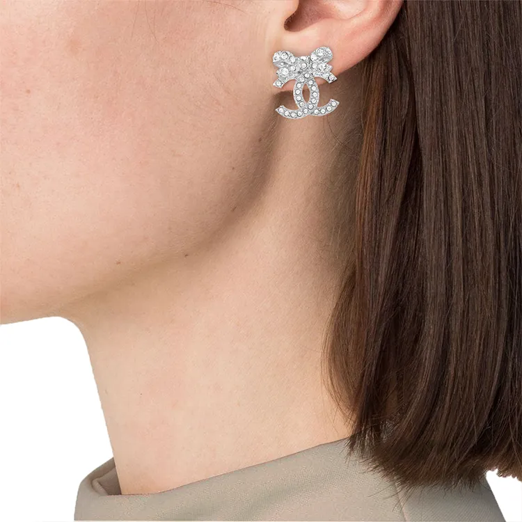CHANEL Bow Tie Cc Logo Earrings-4