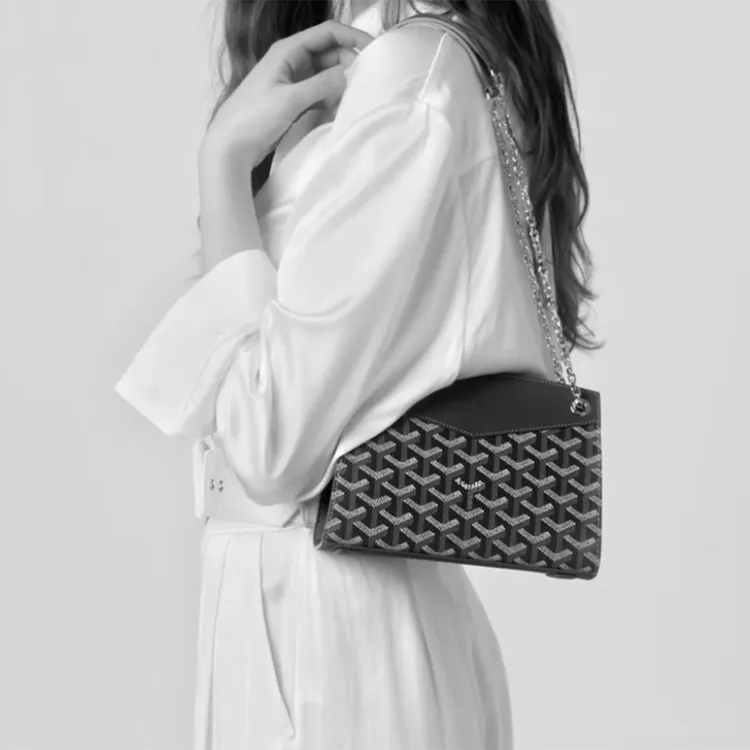 GOYARD Rouette Canvas With Leather Totes Chain Bag Shoulder Bag Women's Blue-6
