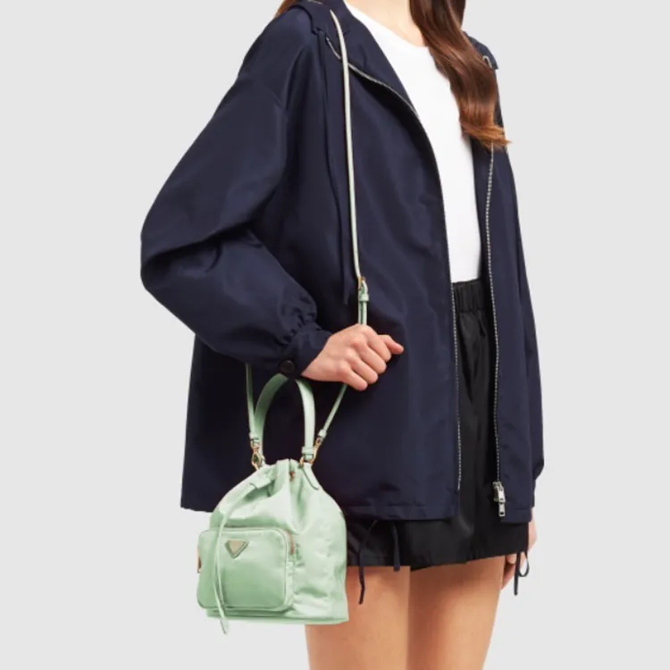 PRADA Re Nylon Recycled Nylon Bucket Bag Handbag Women's Aqua Green-4