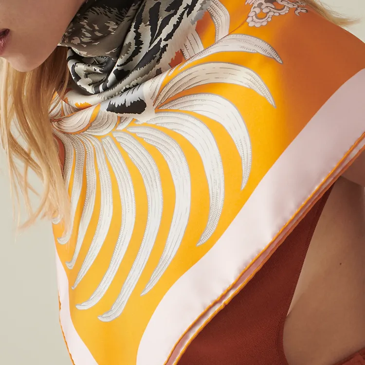 HERMES Tiger Of Kings Silk Scarves Women's-4