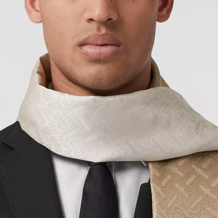 Burberry Horseferry Silk Scarves Unisex Light Blue/Soft Yellow Umber-5