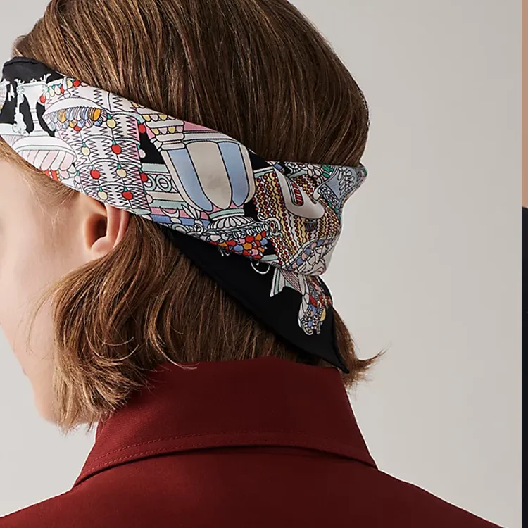 HERMES Silk Scarves Women's Black-1