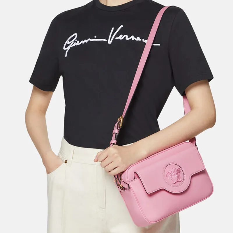 VERSACE La Medusa Leather Camera Bag Shoulder Bag Crossbody Bag Women's Pink-4