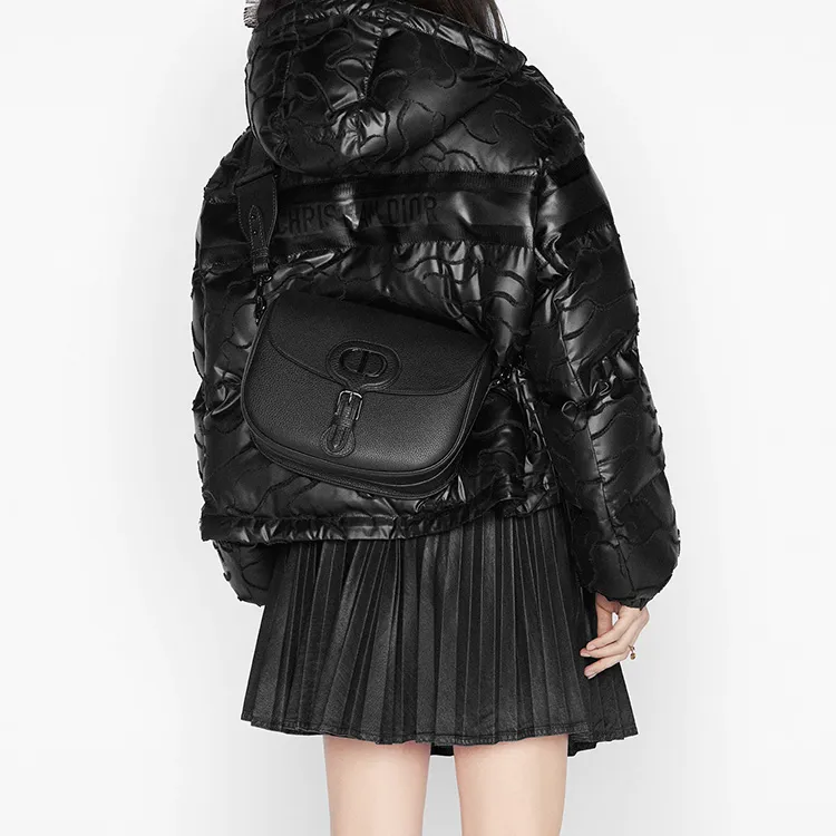DIOR Bobby Grained Calfskin Shoulder Bag Crossbody Bag Medium Size Women's Pure Black-6