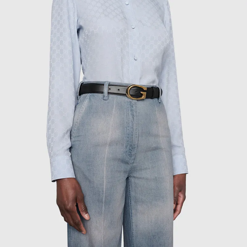 GUCCI G Buckle Thin Belt-3