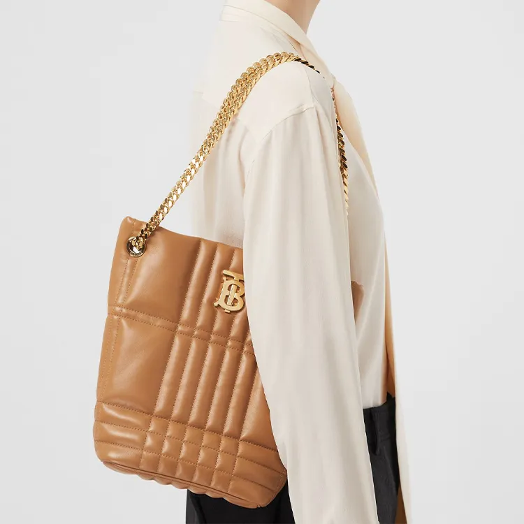Burberry Quilted Leather Small Lola Bucket Bag Maple Brown/Gold tone-6
