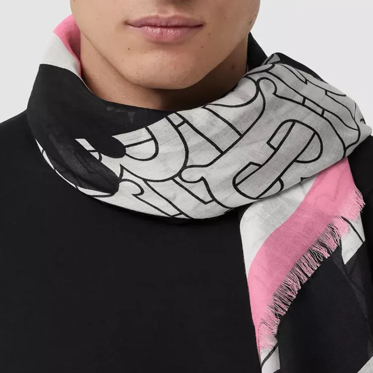 Burberry Silk Scarves Unisex Dark Birch Brown-2
