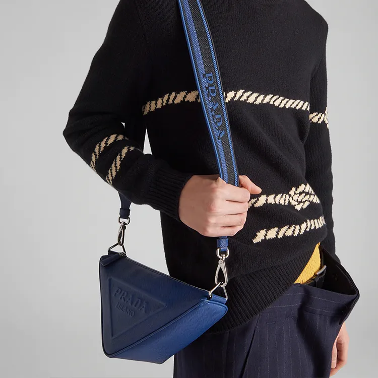 PRADA Saffiano Triangle Bag Bluette-3